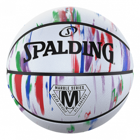 Ballon basket extérieur taille 5 MARBLE SERIES en caoutchouc T5 Rainbow SPALDING