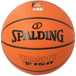 Ballon basket intérieur extérieur taille 5 DBB VARSITY FIBA TF 150 en caoutchouc T5 SPALDING