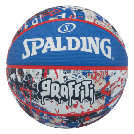 Ballon basket extérieur taille 7 GRAFFITI en caoutchouc T7 Bleu Rouge SPALDING DESTOCKAGE