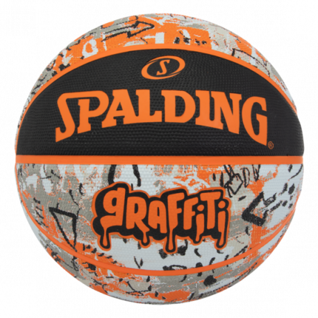 Ballon basket extérieur taille 7 GRAFFITI en caoutchouc T7 Orange SPALDING