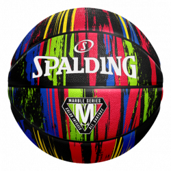 Ballon basket extérieur taille 7 MARBLE SERIES en caoutchouc T7 Black Rainbow SPALDING DESTOCKAGE