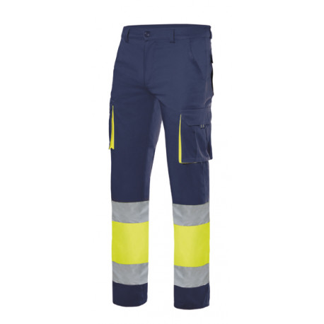 Pantalon 100% coton bicolore multipoches Haute Visibilité VELILLA 303007