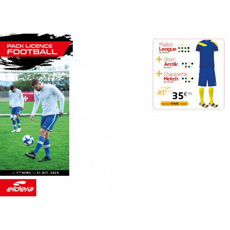 Pack LICENCE Football maillot LEAGUE + short ARCTIK + chaussettes MATCH ELDERA