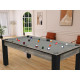 Billard Arizona 7 pieds convertible en table à manger 8 personnes Coloris industriel tapis gris De Faugères A001A020A032A073