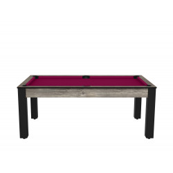 Billard Arizona 7 pieds convertible en table à manger 8 personnes Coloris industriel tapis prune De Faugères A001A022A034A073