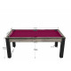 Billard Arizona 7 pieds convertible en table à manger 8 personnes Coloris industriel tapis prune De Faugères A001A022A034A073