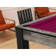 Billard Arizona 7 pieds convertible en table à manger 8 personnes Coloris industriel tapis prune De Faugères A001A022A034A073