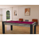 Billard Arizona 7 pieds convertible en table à manger 8 personnes Coloris industriel tapis prune De Faugères A001A022A034A073