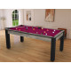 Billard Arizona 7 pieds convertible en table à manger 8 personnes Coloris industriel tapis prune De Faugères A001A022A034A073