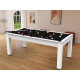 Billard Arizona 7 pieds convertible en table à manger 8 personnes Coloris blanc laqué tapis noir De Faugères A003A021A033A074