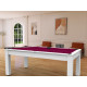 Billard Arizona 7 pieds convertible en table à manger 8 personnes Coloris blanc laqué tapis prune De Faugères A003A022A034A074