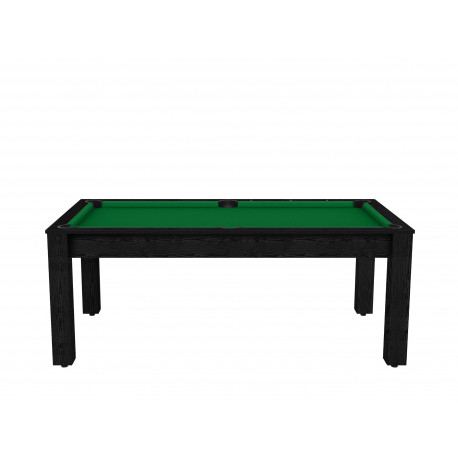 Billard Arizona 7 pieds convertible en table à manger 8 personnes Coloris noir boisé tapis vert De Faugères A005A017A029A079