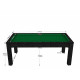 Billard Arizona 7 pieds convertible en table à manger 8 personnes Coloris noir boisé tapis vert De Faugères A005A017A029A079