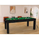 Billard Arizona 7 pieds convertible en table à manger 8 personnes Coloris noir boisé tapis vert De Faugères A005A017A029A079