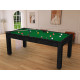 Billard Arizona 7 pieds convertible en table à manger 8 personnes Coloris noir boisé tapis vert De Faugères A005A017A029A079