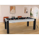 Billard Arizona 7 pieds convertible en table à manger 8 personnes Coloris blanc boisé tapis noir De Faugères A002A021A033A073