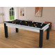 Billard Arizona 7 pieds convertible en table à manger 8 personnes Coloris blanc boisé tapis noir De Faugères A002A021A033A073