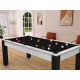 Billard Arizona 7 pieds convertible en table à manger 8 personnes Coloris blanc boisé tapis noir De Faugères A002A021A033A073