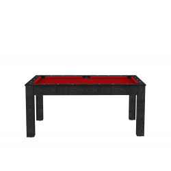 Billard Arizona 7 pieds convertible en table à manger 8 personnes Coloris noir boisé tapis rouge De Faugères A005A019A031A079