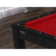 Billard Arizona 7 pieds convertible en table à manger 8 personnes Coloris noir boisé tapis rouge De Faugères A005A019A031A079