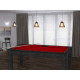 Billard Arizona 7 pieds convertible en table à manger 8 personnes Coloris noir boisé tapis rouge De Faugères A005A019A031A079