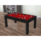 Billard Arizona 7 pieds convertible en table à manger 8 personnes Coloris noir boisé tapis rouge De Faugères A005A019A031A079