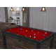 Billard Arizona 7 pieds convertible en table à manger 8 personnes Coloris noir boisé tapis rouge De Faugères A005A019A031A079