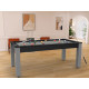 Billard Arizona 7 pieds convertible en table à manger 8 personnes Coloris noir grainé tapis gris De Faugères A006A021A032A076