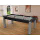 Billard Arizona 7 pieds convertible en table à manger 8 personnes Coloris noir grainé tapis gris De Faugères A006A021A032A076