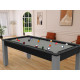 Billard Arizona 7 pieds convertible en table à manger 8 personnes Coloris noir grainé tapis gris De Faugères A006A021A032A076