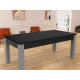 Billard Arizona 7 pieds convertible en table à manger 8 personnes Coloris noir grainé tapis gris De Faugères A006A021A032A076