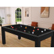 Billard Arizona 7 pieds convertible en table à manger 8 personnes Coloris noir grainé tapis noir De Faugères A006A021A033A073