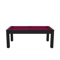 Billard Arizona 7 pieds convertible en table à manger 8 personnes Coloris noir grainé tapis prune De Faugères A006A022A034A073