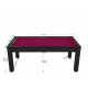 Billard Arizona 7 pieds convertible en table à manger 8 personnes Coloris noir grainé tapis prune De Faugères A006A022A034A073