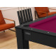 Billard Arizona 7 pieds convertible en table à manger 8 personnes Coloris noir grainé tapis prune De Faugères A006A022A034A073