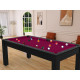 Billard Arizona 7 pieds convertible en table à manger 8 personnes Coloris noir grainé tapis prune De Faugères A006A022A034A073