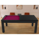 Billard Arizona 7 pieds convertible en table à manger 8 personnes Coloris noir grainé tapis prune De Faugères A006A022A034A073