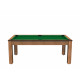 Billard Arizona 7 pieds convertible en table à manger 8 personnes Coloris hêtre boisé tapis vert De Faugères A007A017A029A077