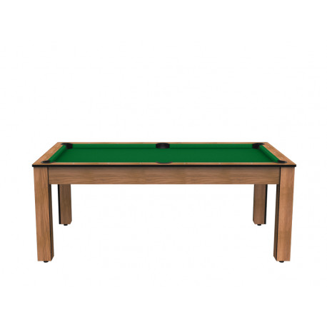 Billard Arizona 7 pieds convertible en table à manger 8 personnes Coloris hêtre boisé tapis vert De Faugères A007A017A029A077