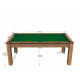 Billard Arizona 7 pieds convertible en table à manger 8 personnes Coloris hêtre boisé tapis vert De Faugères A007A017A029A077