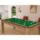 Billard Arizona 7 pieds convertible en table à manger 8 personnes Coloris hêtre boisé tapis vert De Faugères A007A017A029A077