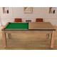 Billard Arizona 7 pieds convertible en table à manger 8 personnes Coloris hêtre boisé tapis vert De Faugères A007A017A029A077