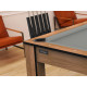 Billard Arizona 7 pieds convertible en table à manger 8 personnes Coloris hêtre boisé tapis gris De Faugères A007A020A032A077