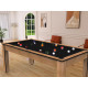 Billard Arizona 7 pieds convertible en table à manger 8 personnes Coloris hêtre boisé tapis noir De Faugères A007A021A033A077