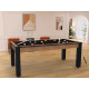 Billard Arizona 7 pieds convertible en table à manger 8 personnes Coloris hêtre boisé tapis noir De Faugères A007A021A033A073