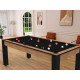 Billard Arizona 7 pieds convertible en table à manger 8 personnes Coloris hêtre boisé tapis noir De Faugères A007A021A033A073