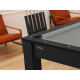 Billard Arizona 7 pieds convertible en table à manger 8 personnes Coloris noir grainé tapis gris De Faugères A006A020A032A073