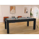 Billard Arizona 7 pieds convertible en table à manger 8 personnes Coloris noir grainé tapis gris De Faugères A006A020A032A073