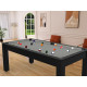 Billard Arizona 7 pieds convertible en table à manger 8 personnes Coloris noir grainé tapis gris De Faugères A006A020A032A073