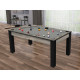 Billard Texas 6 pieds convertible en table à manger 6 personnes Coloris industriel tapis gris De Faugères A009A026A038A073